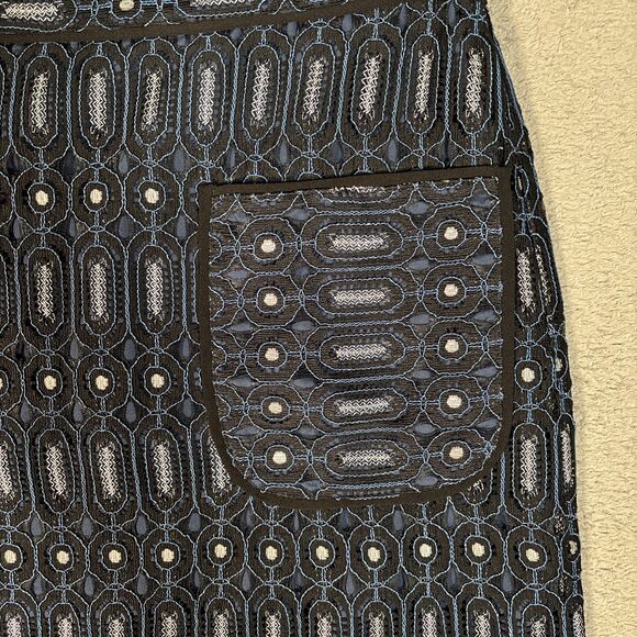 NWT Loft A Line Skirt Women’s Size 10 Textured Mesh Lace Embroidery Pockets Blue - Picture 3 of 12